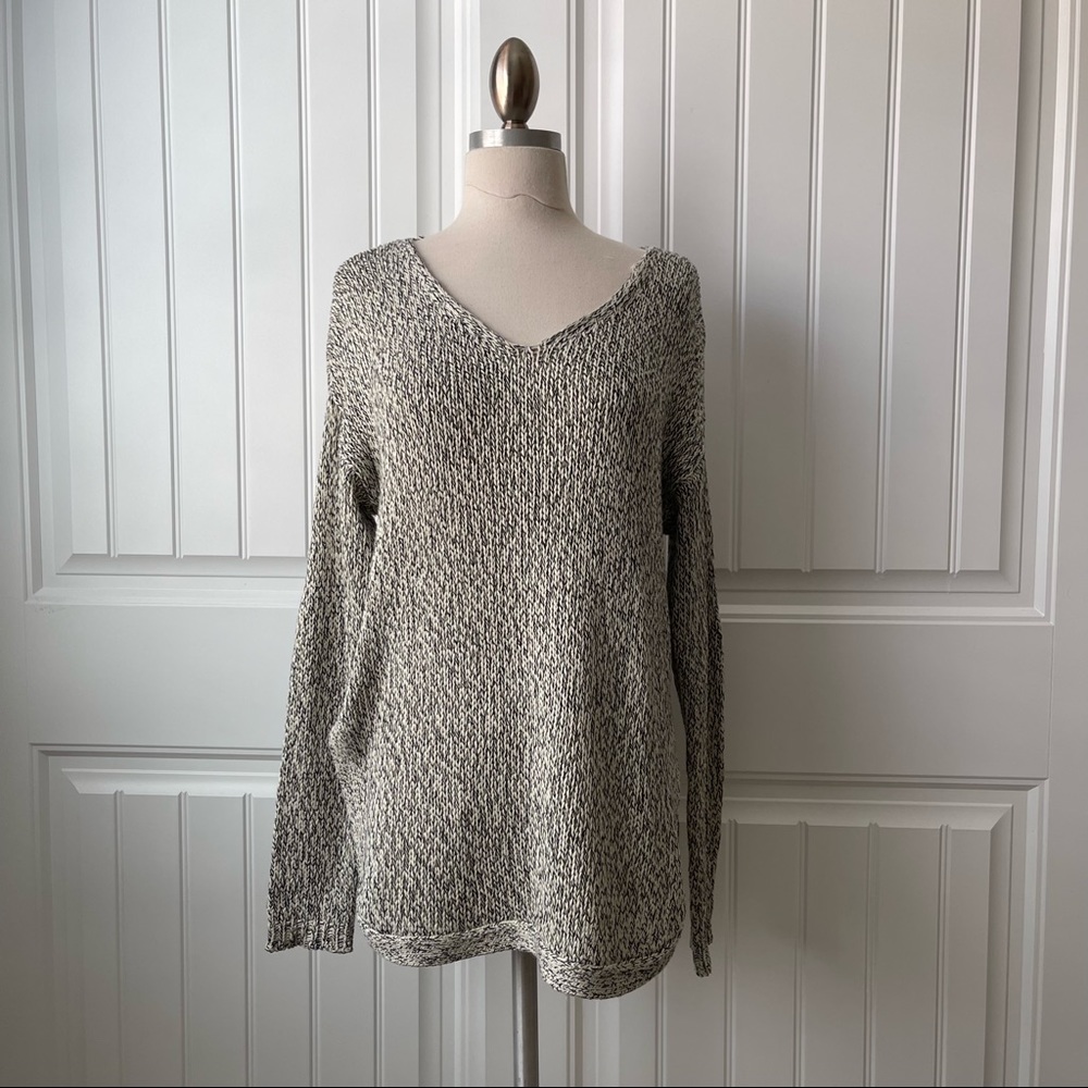 Black and Cream Heathered Sweater